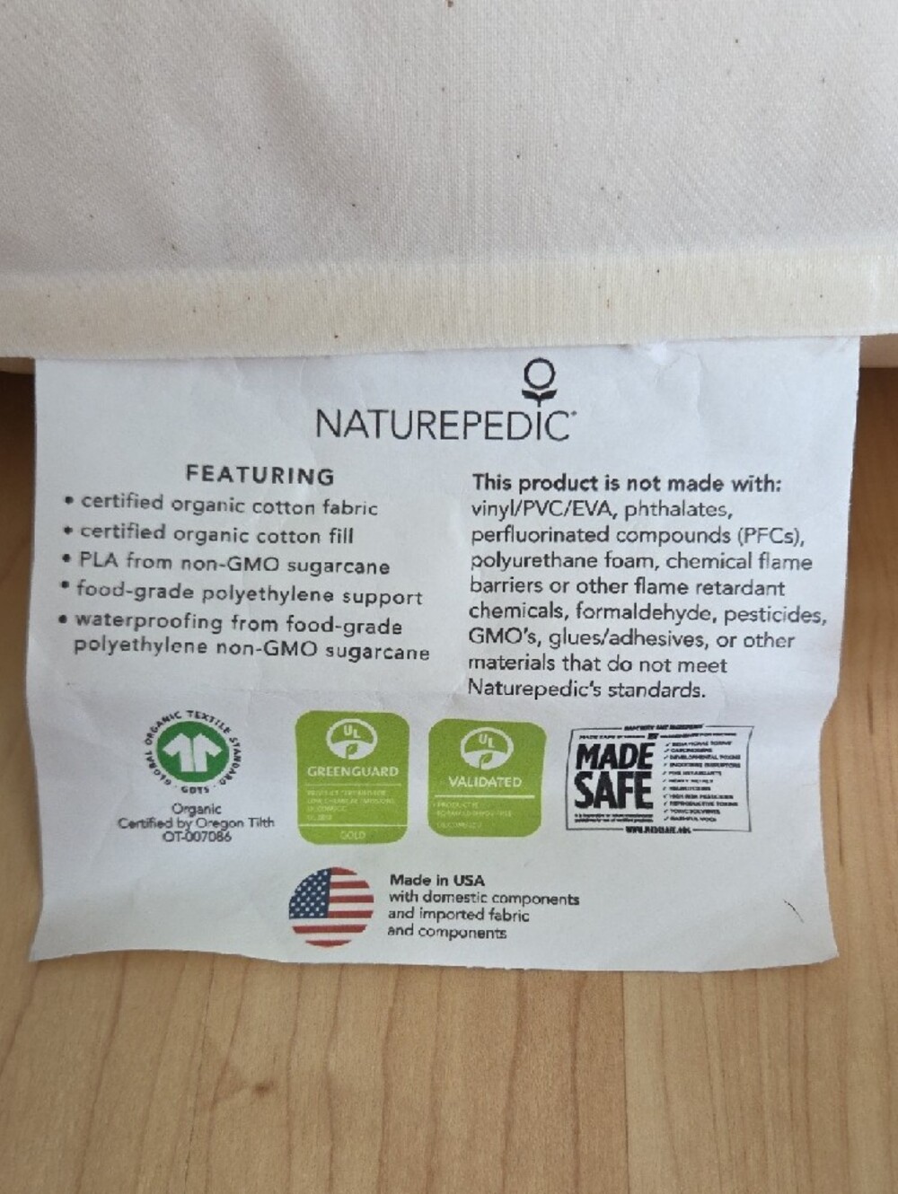 Naturepedic organic breathable mini crib mattress & Cover - Picture 4 of 9